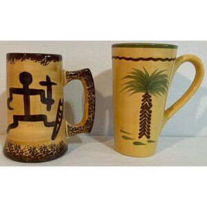 Z Gallerie Palm Tree Mug & Hand Made "Sail Maker" Hawaii Ceramic Coffee Mugs